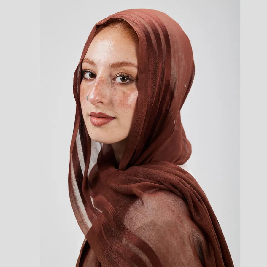 Cinnamon Drape satin Lined scarf