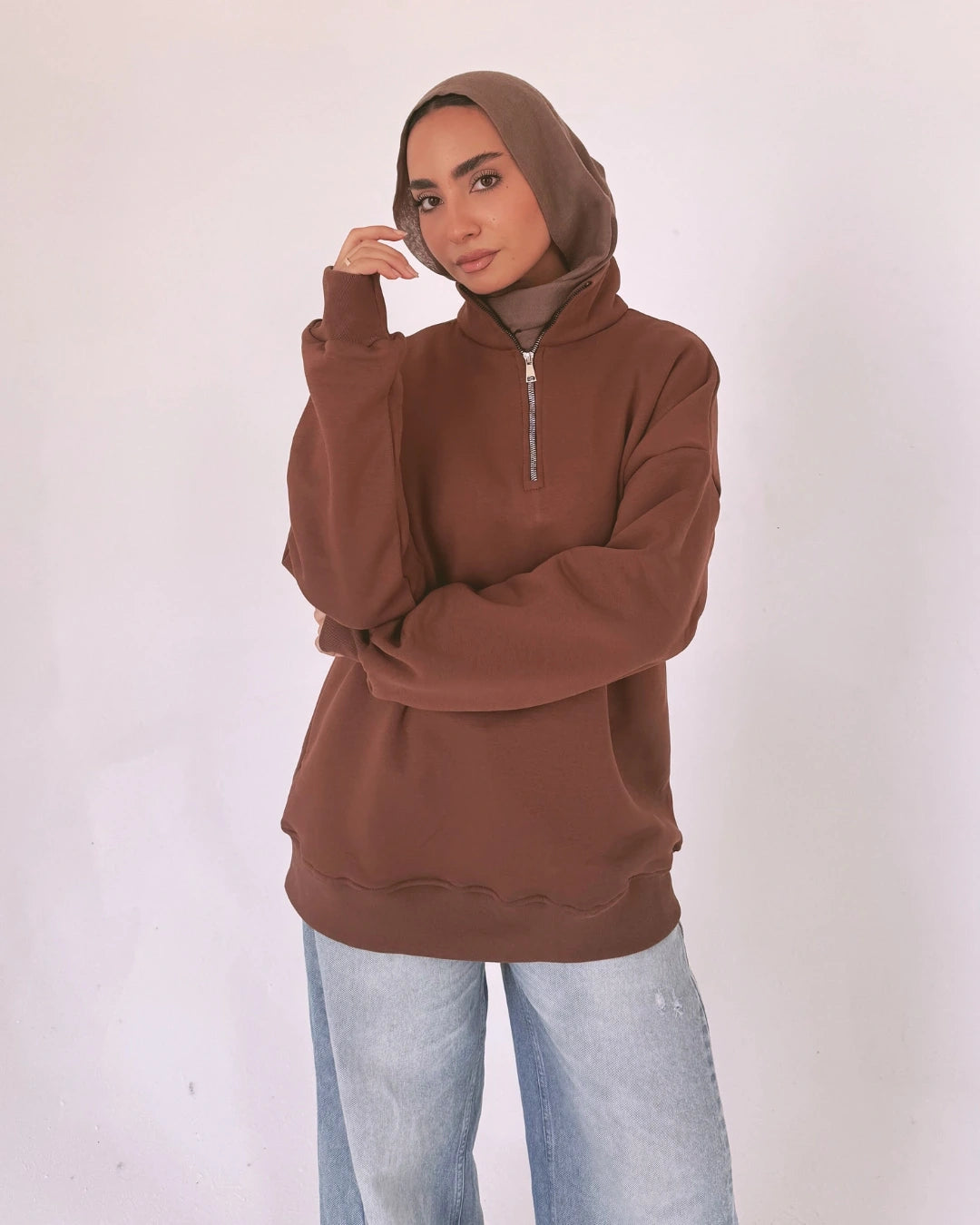 Quarter zipper Sweater 100% Cotton